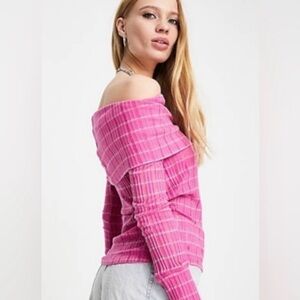 Free People Snowbunny Girlfriend Striped Off The Shoulder Pullover Top